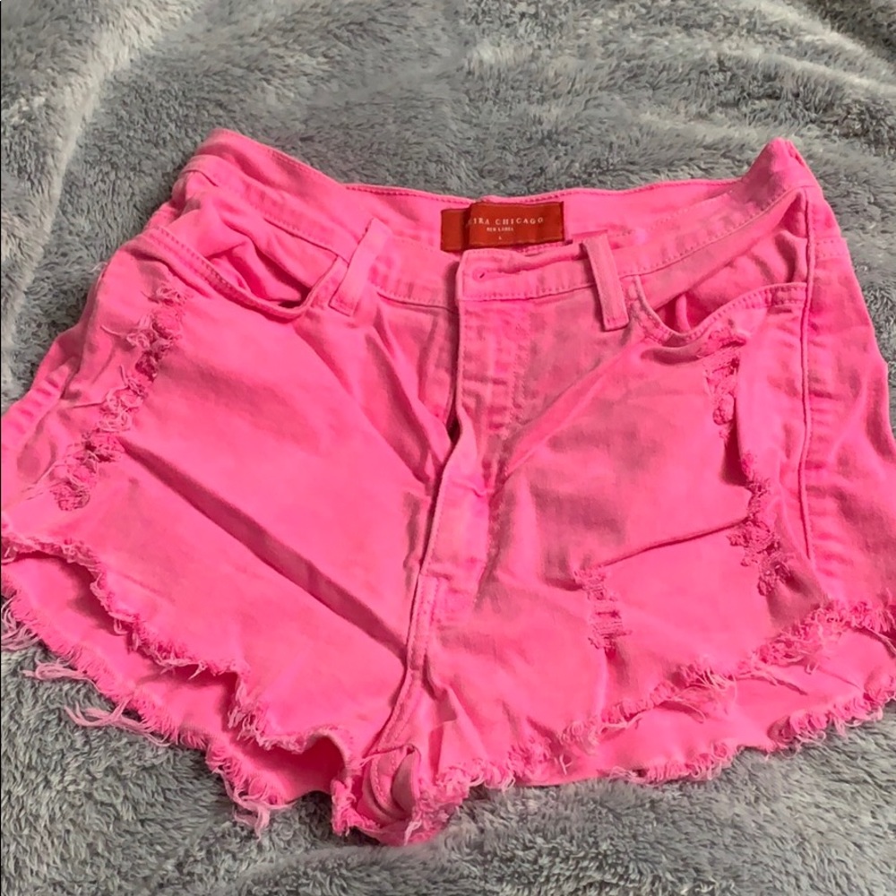 Bright Pink Akita Denim Shorts